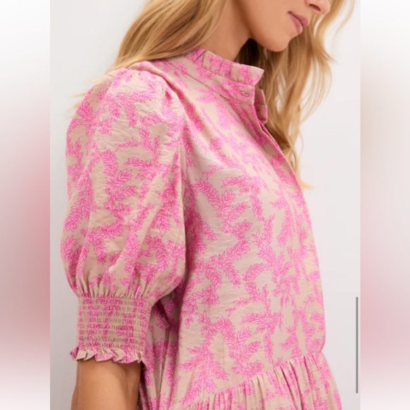 NWT Tuckernuck Tan & Pink Vines Bennett Maxi Dress - Picture 5 of 6